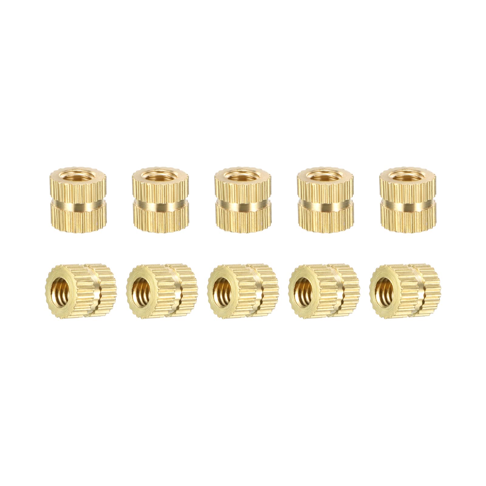 DTGN M4x6x6.4mm(IDxLxOD) Knurled Insert Nuts - 50 Pack - Good for Plastic Shells - Brass Female Thread Heat Set Inserts Embedment Nut