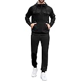 LecGee Men's Fall 2 Pieces Tracksuit Set Hoodie Long Sleeve 1/4 Zip Sweatsuits Casual Outfit With Kangaroo Pouch Pocket