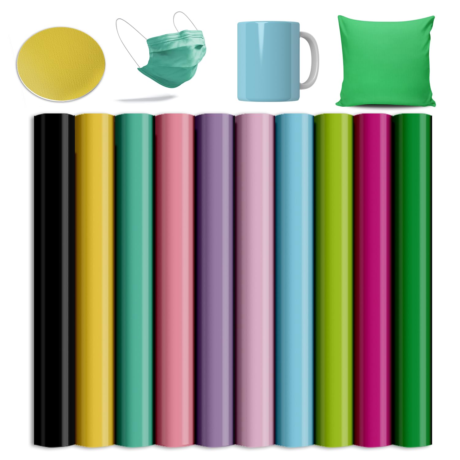 Insoluble Transfer Sheets-Solid Color,12"x12"Heat Tranfer Paper for Blank T-Shirts Cup Coasters Mug,10PCS,Black P Green