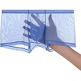 JINSHI Men’s Sexy See Through Underwear Ice Silk Mesh Sheer Boxer Briefs transparent Bulge Pouch ultra thin Trunks