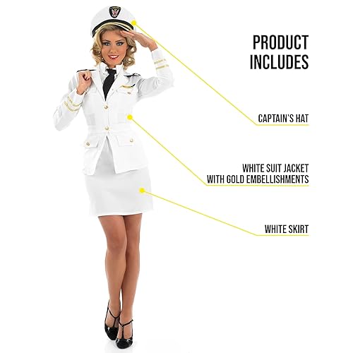 Womens Captain Costume Female Sailor Outfit: Womens Navy Uniform