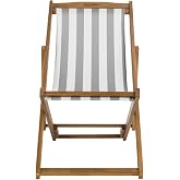 SAFAVIEH Outdoor Loren Chair Set of 2, Natural &amp; Grey PAT7040B-SET2 | Folding Chair, Solid Wood &amp; Polyester, Weather Resistant, Foldable, Coastal, Patio, Backyard, Fully Assembled