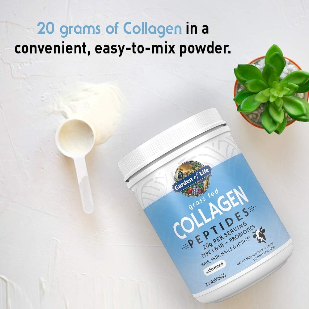 Garden of Life Grass Fed Collagen Peptides Powder - Unflavored, 28 Servings, Collagen Powder for Women Men Hair Skin Nails Joints, Collagen Protein Powder, Collagen Supplements, Hydrolyzed Keto: Health & Personal Care