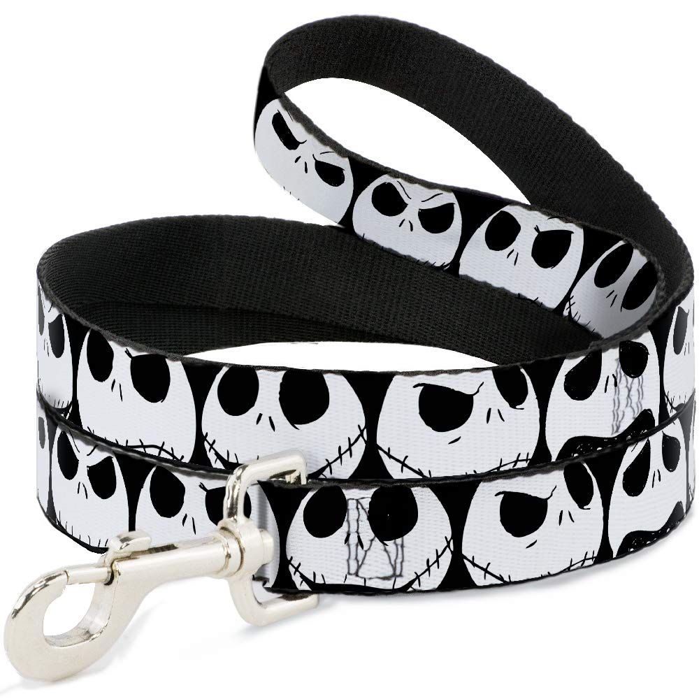 Disney Pet Leash, Dog Leash, Nightmare Before Christmas Jack Expressions Black White, 4 Feet Long 1.0 Inch Wide
