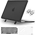 MOSISO Compatible with MacBook Air 13 inch Case 2025 2024 2023 2022 M4 A3240 M3 A3113 M2 A2681, Heavy Duty Hard Case with Kickstand&Keyboard Cover&Screen Film&Type C for MacBook Air 13.6, Black