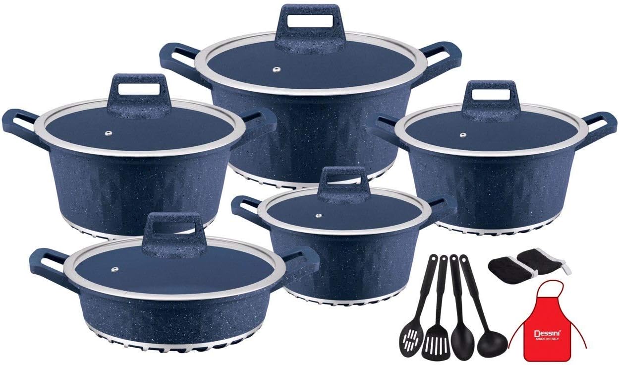 Dessini, Made In Italy 17 pcs Granite Casserole Cookware Set (Blue