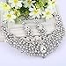 EVER FAITH Women's Austrian Crystal Flower Cluster Teardrop Necklace Earrings Set Clear Silver-Tone