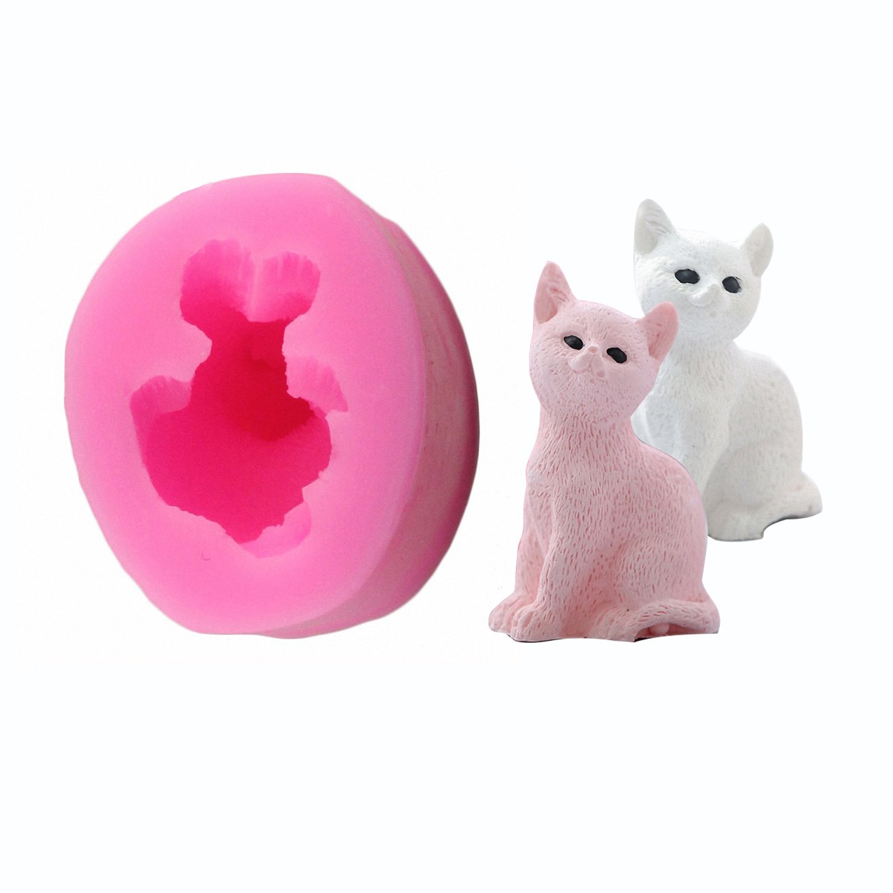 Photo 1 of 3D Kitten Candle Mold - MoldFun Small Size Cute Cat Silicone Mold for Fondant, Mini Soap, Polymer Clay, Wax, Crayon