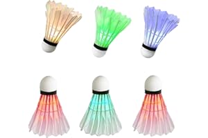 YYZP 6-Pack LED Badminton Shuttlecocks, Badminton Birdies Glow in The Dark Birdie Badminton Set for Outdoor/Indoor Lighting Sport Activities Game