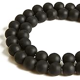 35pcs 10mm Matte Black Beads Natural Gemstone Beads Round Loose Beads for Jewelry Making
