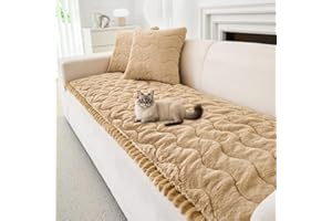 JIAN YA NA Sectional Couch Cover, Mink Wavy Sofa Slipcover for Pets and Kids, Anti-Slip Washable Protector for Dog Cat Friend
