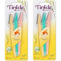 Dorco Tinkle Eyebrow Razor, Hair Trimmer Shaver and Tough Up Tool, Facial Razor with Safety Cover, 6 Razors