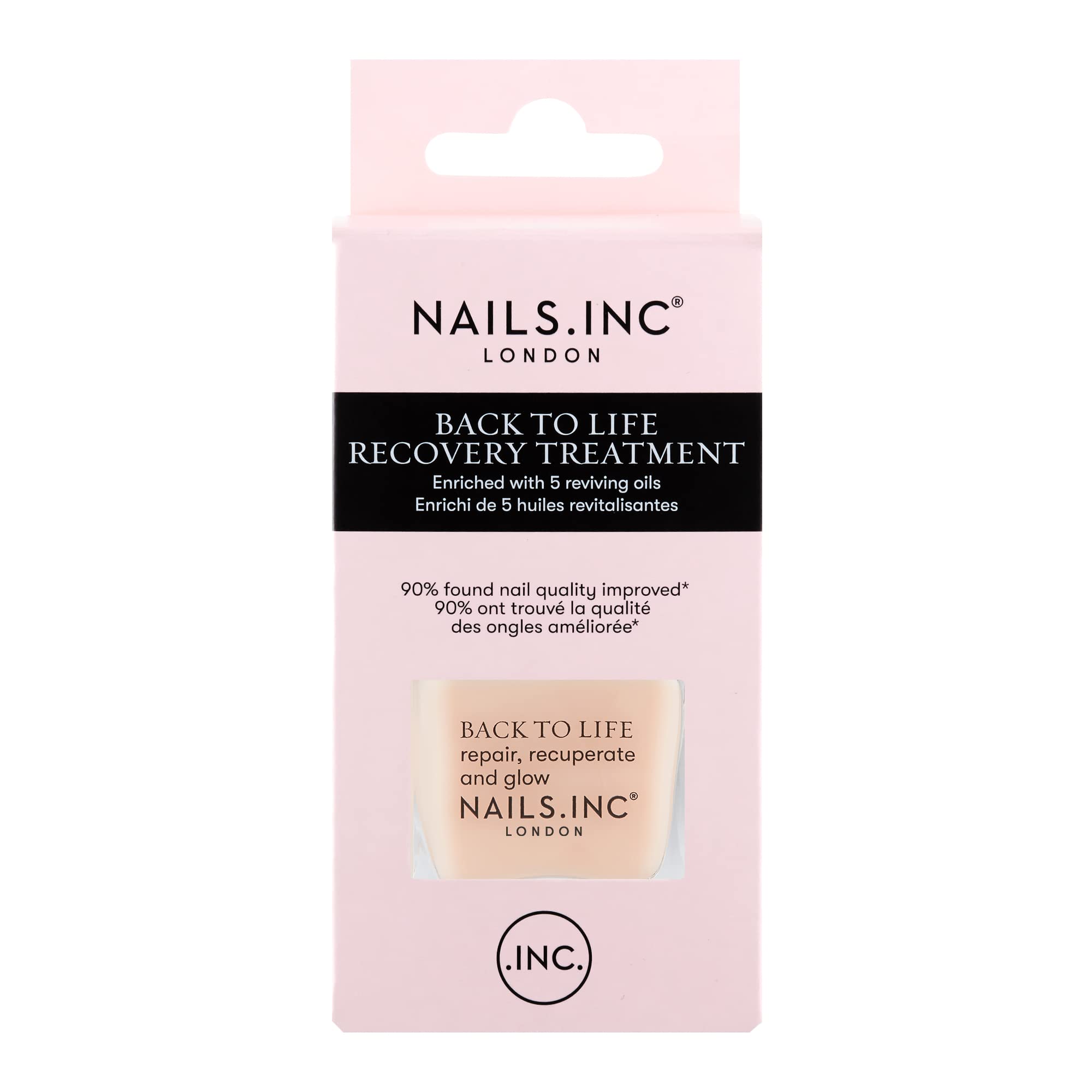 Nails Inc Back to Life Recovery Treatment, 2-in-1 Nail Treatment and Base Coat, Oils Enriched, Renews & Repair Damaged Nails, Improves Nail Health, Cruelty Free, Vegan, 14 ML