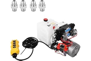 LFGUD Hydraulic Power Unit Double Acting Hydraulic Pump 4.5 Quart Reservoir 12V DC Double Solenoid Dump Trailer Pump Electric Hydraulic Pump for Dump Trailer Car Lifting