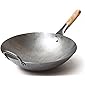 Craft Wok Traditional Hand Hammered Carbon Steel Pow Wok with Wooden and Steel Helper Handle (14 Inch, Round Bottom…