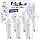 FrigiLife JFC002 Pitcher Water Filter Replacement for Brita® Pitchers and Dispensers, Compatible with standard Classic OB03, Mavea® 107007 35557, UltraMax, Metro+, XL, and More, 6PACK
