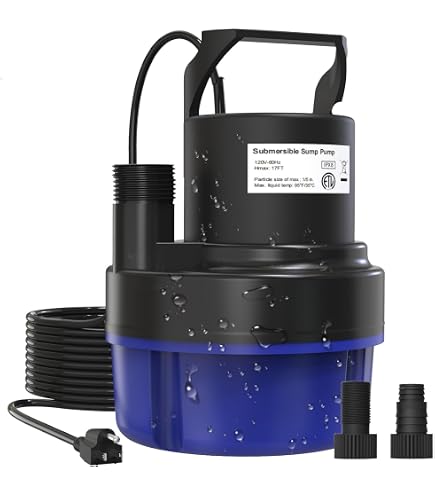 Automatic Mini Sump Pump – 74 GPH, 8ft Lift, With Water Sensor & 6ft Tubing For AC, Dehumidifier, Hydroponics