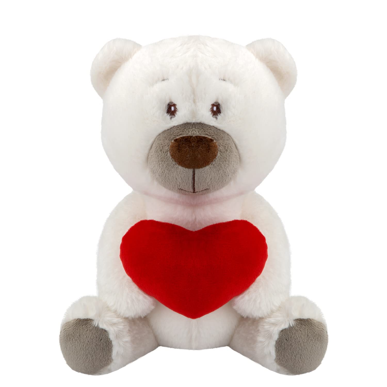 VFM - Bear Soft Toy Cream 27cm Polar Bear Plush With Red Love Heart Luxury Cuddly Toy