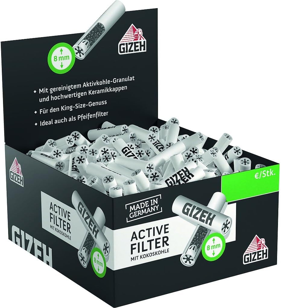 Gizeh 20703 Active Filter 8mm Activated Carbon with Ceramic Caps