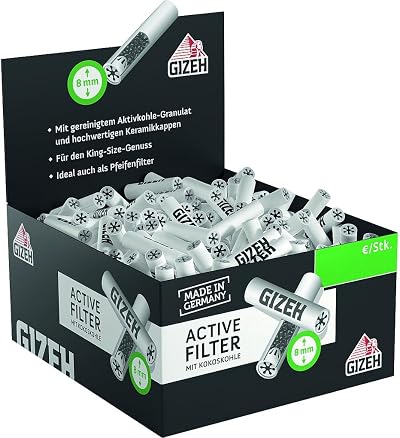 Gizeh 20703 Active Filter 8mm Activated Carbon with Ceramic Caps