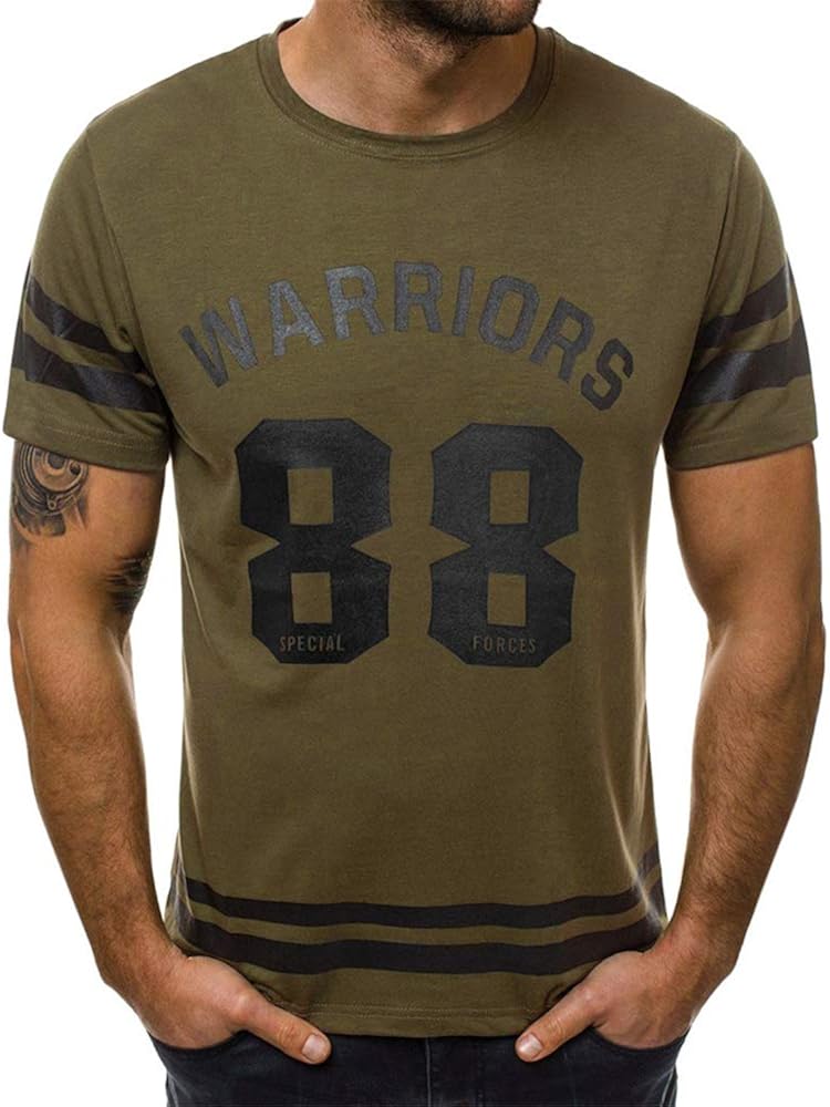 Aniywn Men's T-Shirt Summer Loose O-Neck Letters Printed Shirt Short Sleeve Top Casual Streetwear