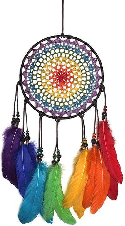 HUOCAI Colorful Rainbow Dream Catcher Wind Chimes Handmade Ornament