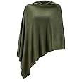 Fomolom Women Ponchos Sweater Versatile Lightweight Solid Knitted Shawl Wrap Scarf Cape Accessories for Womens