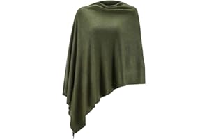 Fomolom Women Ponchos Sweater Versatile Lightweight Solid Knitted Shawl Wrap Scarf Cape Accessories for Womens