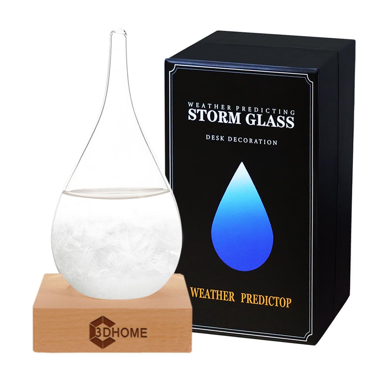 Storm Glass Weather Predictor Snow Globe,Christmas Cool Gifts for Her Him, Water Drop Glass Barometer Weather Forecast Bottle Weather Station, High-Grade Home and Office Decorations