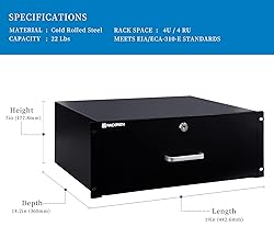 RackPath 4U Rack Mount Drawer for 19 Inch
