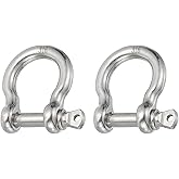 PATIKIL Screw Pin Shackle 4.7mm 3/16" 352lb, 2Pcs 316 Stainless Steel Forged Bow Shackle Marine Grade for Chains Wire Rope Outdoor, Silver