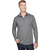 Team 365 Men's Zone Sonic Heather Performance Quarter-Zip 2XL DK GREY HEATHER