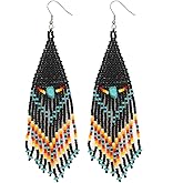 SHINUS BOHO Festive Dangle Drop Beads Earrings for Women Trendy,Bohemian Handmade Glass Seed Beaded Prom Lucky Jewelry Gift.