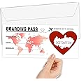 GREOXG Scratch Surprise Boarding Pass Greeting Card, 1 Set - Travel Themed, Yellow, for Birthday, Holiday, Christmas, Wedding, Anniversary, Valentine's Day