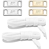 NDTEZUGT 2 Pair Flat Shoelaces Replacement Laces for Air Force 1 Sneaker | with 2 Pair Shoe Lace Charms for AF1 Sneakers, 5/16"(8mm) Athletic Shoe Strings