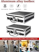 cypreason Aluminium Tool Box Foam Filled Shockproof Storage Case Home Office view 6