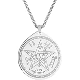 Chereda Handmade Tetragrammaton Pendant Necklace For Women Men Pentagram Talisman Jewelry 316L Stainless Steel Necklace