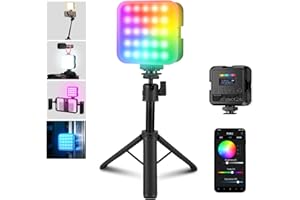 NEEWER Magnetic RGB Camera Video Light with Desk Tripod Stand & 3 Cold Shoes, Upgraded APP Control, CRI97+ 2500-8500K 2000mAh