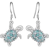 Yorionke Turtle Earrings 925 Sterling Silver Sea Turtle Earrings for Women Turquoise Jewelry Gifts for Sea Lovers