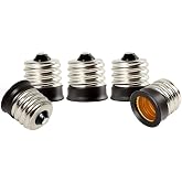 ELECTOP E17 to E12 Socket Adapter Converter,Intermediate E17 Base Convert to Candelabra E12 Base,Black Lamp Holder(5 Pack)