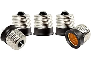 ELECTOP E17 to E12 Socket Adapter Converter,Intermediate E17 Base Convert to Candelabra E12 Base,Black Lamp Holder(5 Pack)
