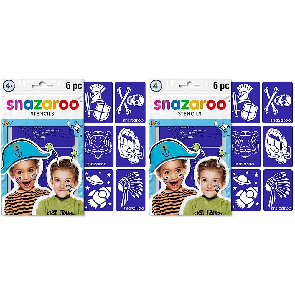 Snazaroo Re-usable Face Paint Fantasy Stencils, Pink, 6 Pcs