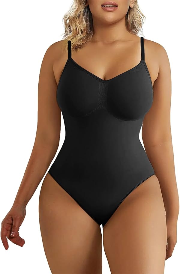 SHAPERX Shapewear Damen Bauchweg Bodysuit Formender Body Shaper Sculpting Tanga mit Verstellbarer Schultergurt