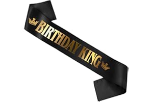 AJCOTAHM Birthday Boy Sash Birthday Crown for Men King Sash Golden Satin Sashes Men or Boy Party Decoration Accessories Supplies Gift