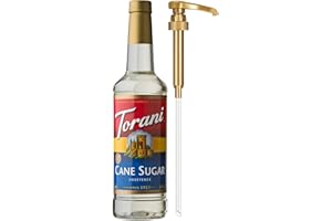 Torani Cane Sugar Sweetener, Simple Syrup for Drinks & Desserts, Pump Included, 25.4 Oz