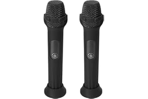 TXEsign Silicone Case for JBL Wireless Two Microphone-2 Pack, Anti-Rolling Protective Case with Base Rod Mic Sleeves Microphone Stand for Disco Stage Party TV Show (Black)