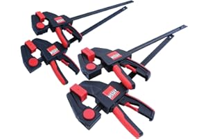 Bessy RES01 Clamp Set, General Purpose Trigger Clamps with Composite Handle, 2 x 6 in. (100 lb) and 2 x 12 in. (300 lb),Red/B