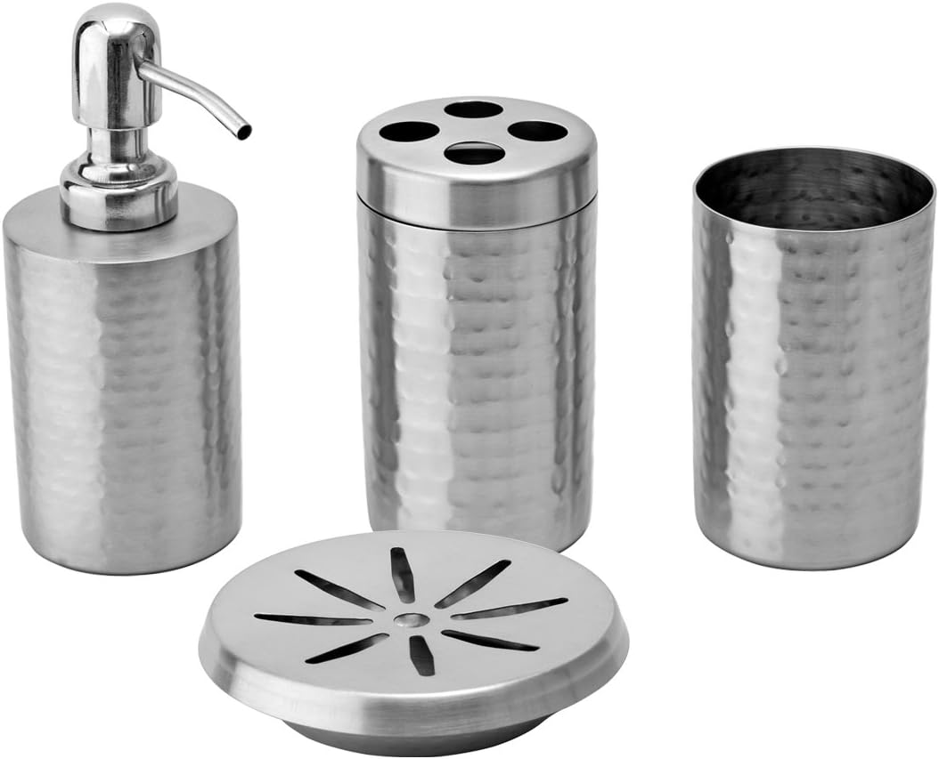 KAPALINI STAINLESS STEEL HAMMERED BATHROOM SET OF 4