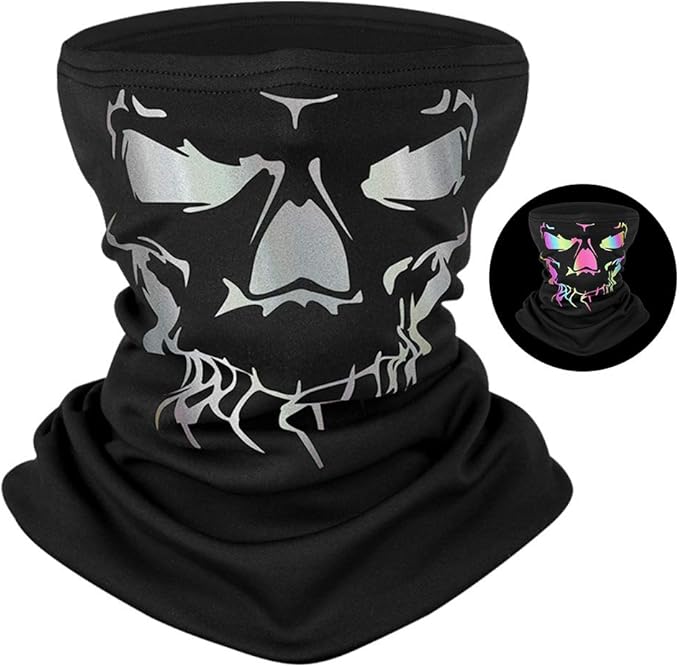 Neck Gaiter Skull Face Mask Achort 3D Refective Winter Windproof Neck