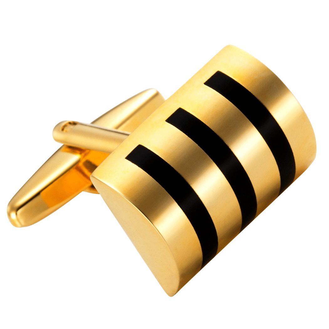 URBAN JEWELRY Attractive Stainless Steel Whiskey Barrel Gold Cufflinks for Men